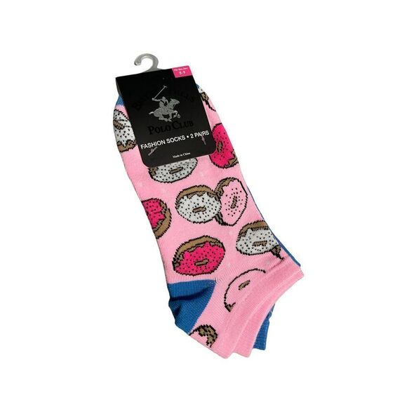 BEVERLY HILLS‎ POLO CLUB LOW-CUT WOMEN’S SOCKS DONUT|STARS PRINT 2 PACK - Picture 1 of 2